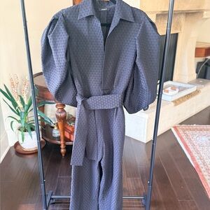 Chic Black Textured Jumpsuit